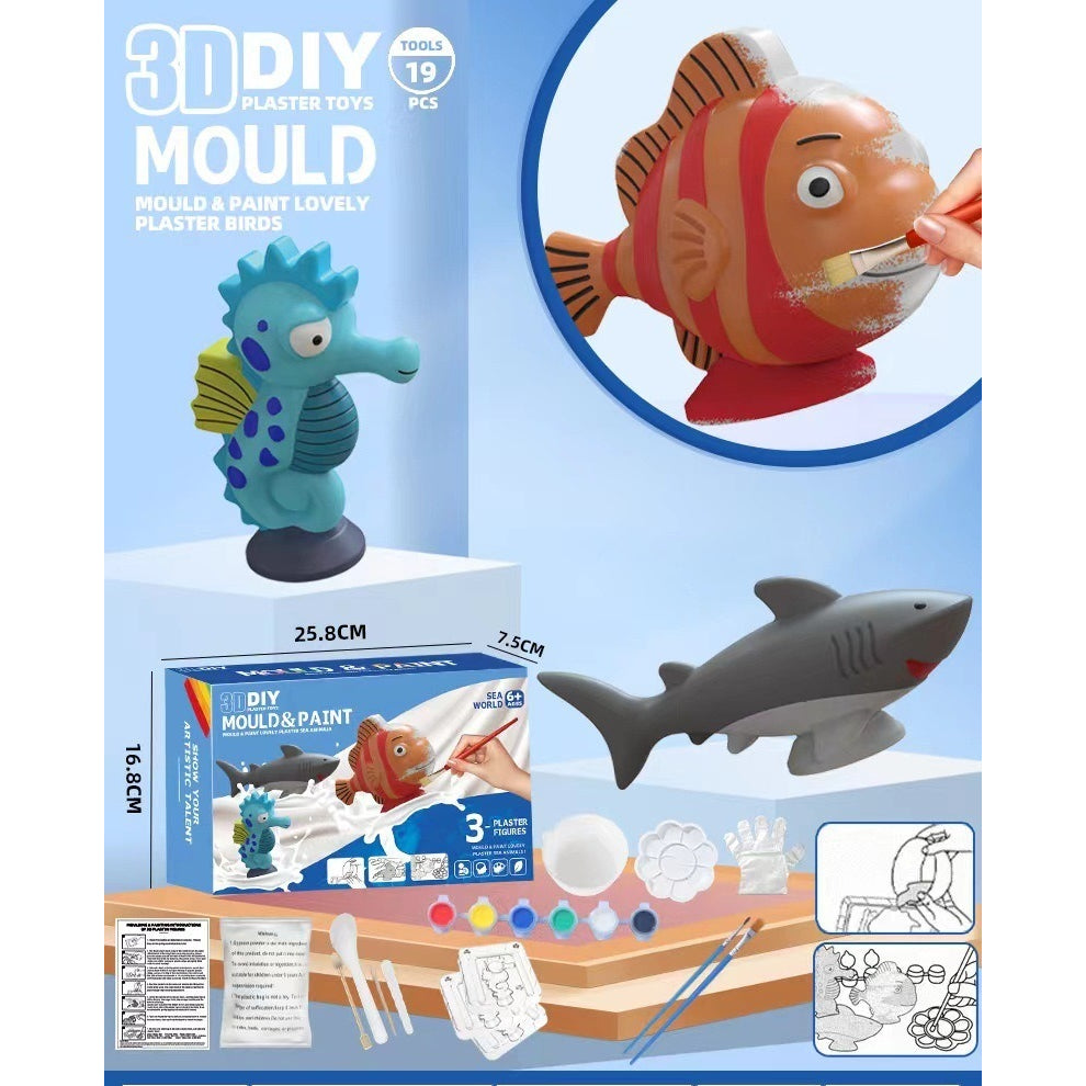 Actual 3D Mould - Kids Coloring DIY - Gypsum 3D Mould & Painting - Kids Educational Toys Children day