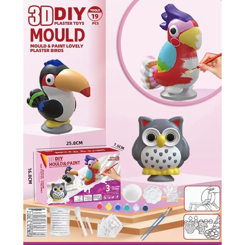 Actual 3D Mould - Kids Coloring DIY - Gypsum 3D Mould & Painting - Kids Educational Toys Children day