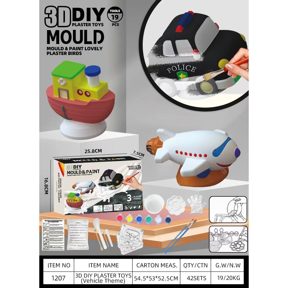 Actual 3D Mould - Kids Coloring DIY - Gypsum 3D Mould & Painting - Kids Educational Toys Children day