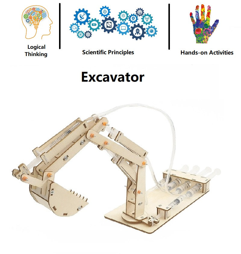 Excavator with 4 Controls  DIY STEM Toys - Kids Educational Science Toy