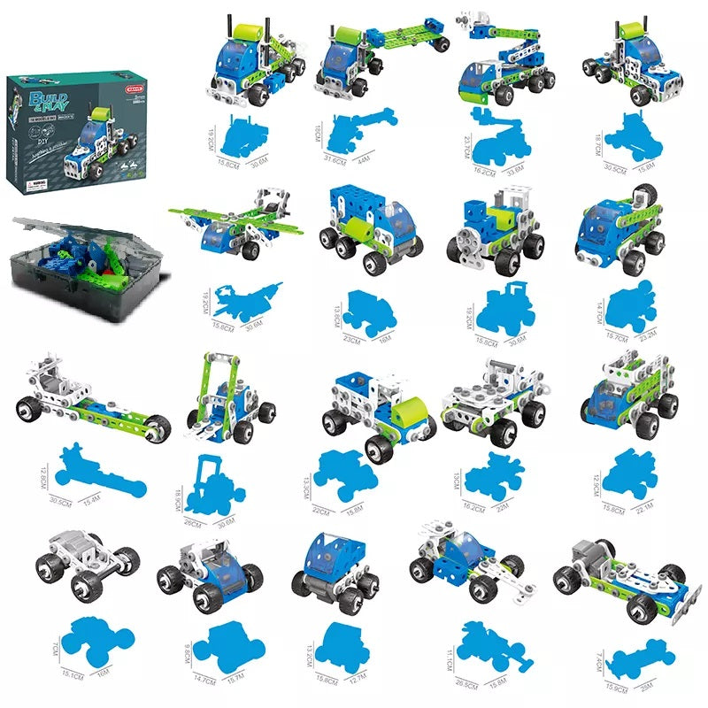 18 in 1 Assembly Blocks STEM Toys for Kids Developing - DIY Screw Model Building Blocks 175pcs