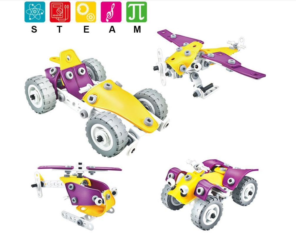 Assembly Blocks STEM Toys for Kids Developing (4 in 1) 100pcs - DIY Screw Model Building Blocks