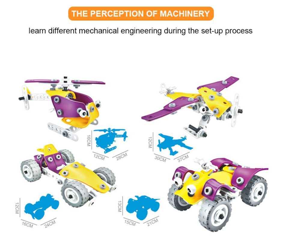 Assembly Blocks STEM Toys for Kids Developing (4 in 1) 100pcs - DIY Screw Model Building Blocks