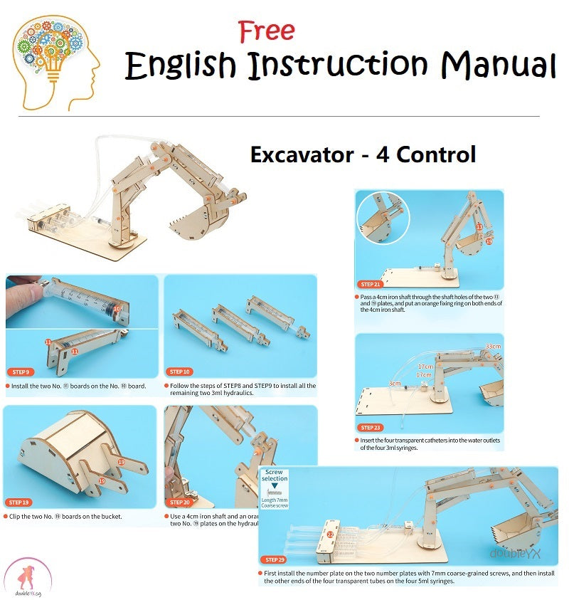 Excavator with 4 Controls  DIY STEM Toys - Kids Educational Science Toy