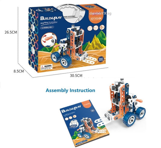 Assembly Blocks STEM Toys for Kids Developing (12 in 1) - DIY Screw Model Building Blocks 152pcs