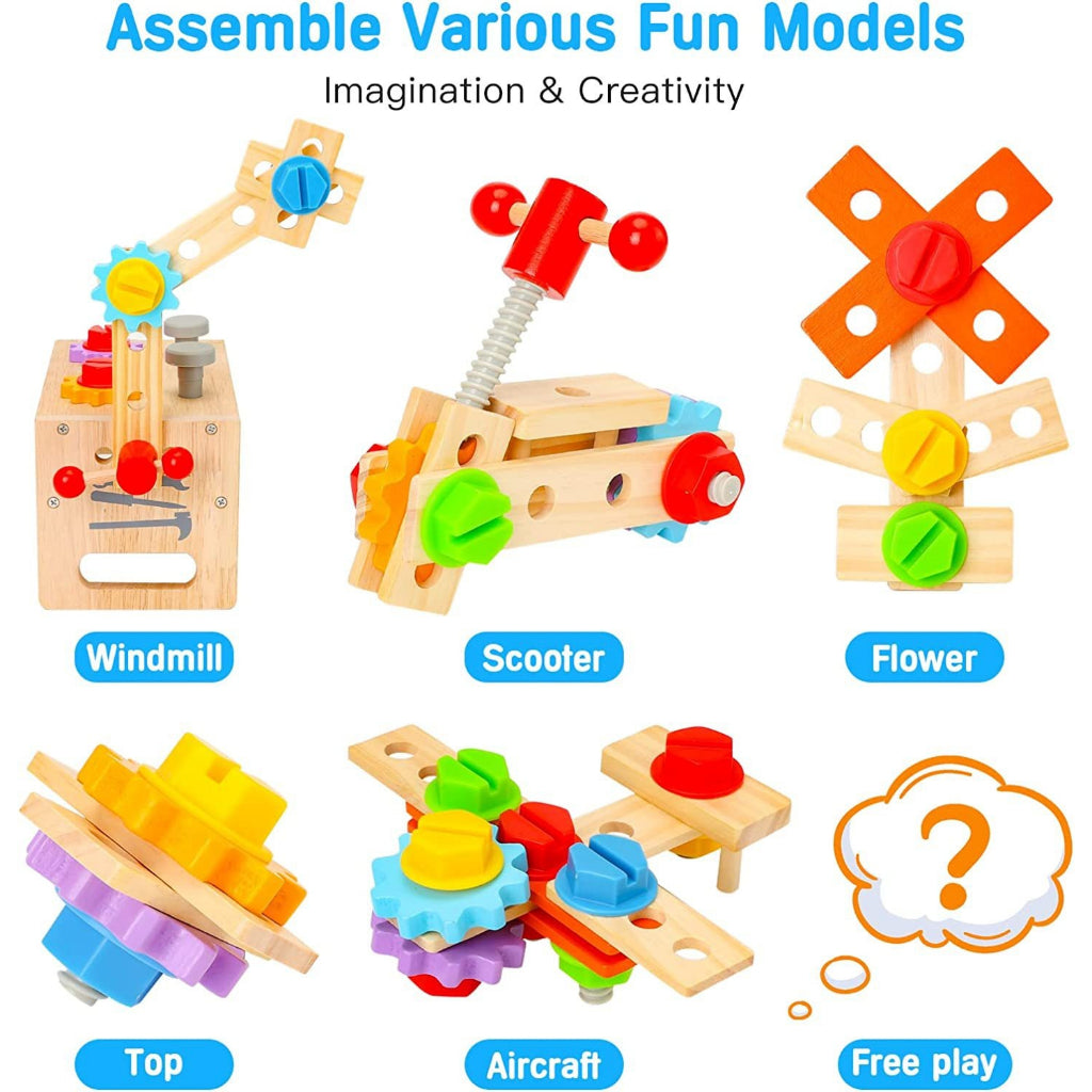 29 Pcs Wooden Tool Kit for Kids - Tool Set Educational STEM Toys Construction - Kids Toys